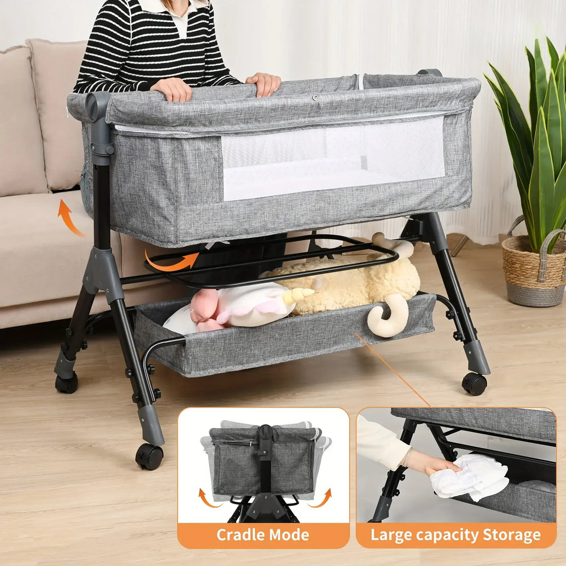 Portable Folding Sleeper Bassinet – 3-in-1 Rocking Bassinet, Bedside Sleeper &amp; Crib 🛏️