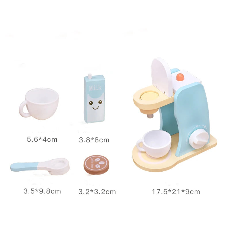 Wooden Kitchen Play Toy – Coffee Machine Set☕