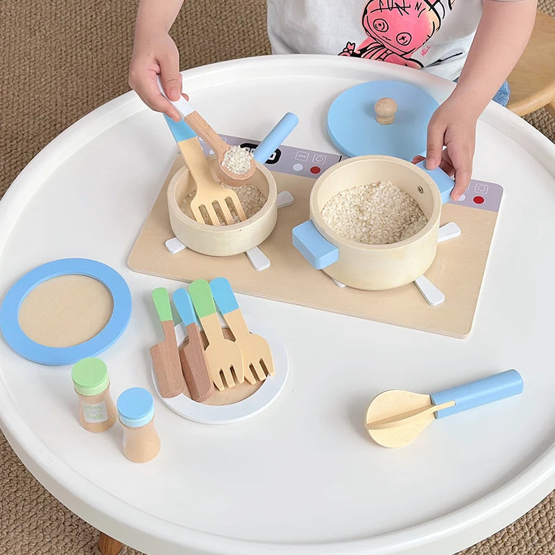 Wooden Toy House Kitchen Cooking Set🍳