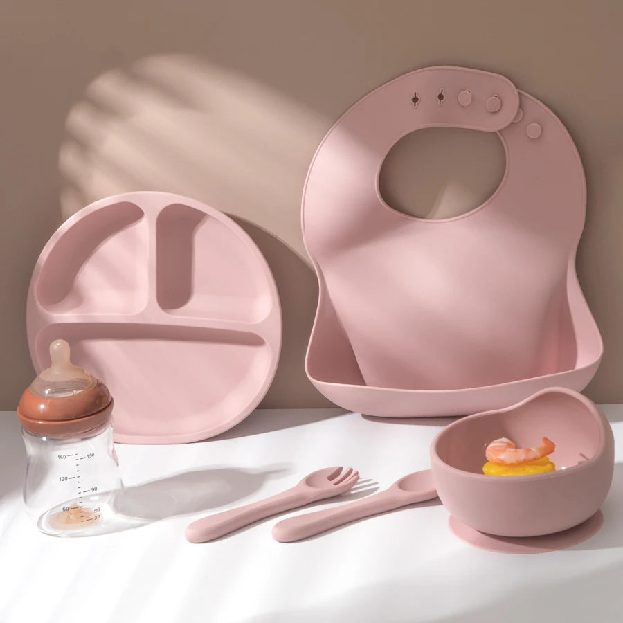 Silicone Feeding Set Include Bib