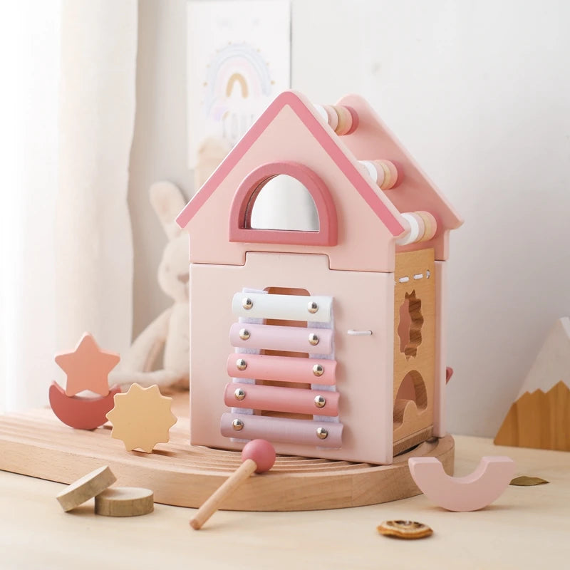 Montessori Pink House Building Blocks Toy with Xylophone🏠