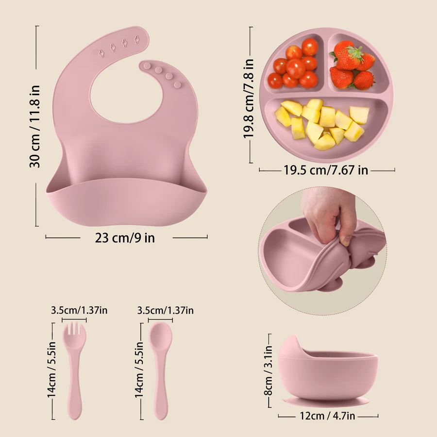 Silicone Feeding Set Include Bib