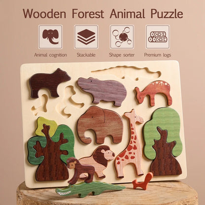 Wooden Montessori Animals Puzzle🦒