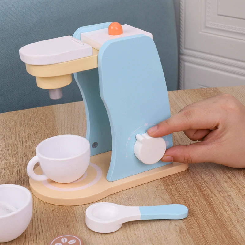 Wooden Kitchen Play Toy – Coffee Machine Set☕