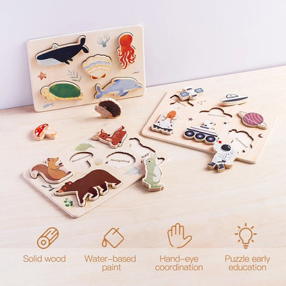 Wooden Montessori Animals Puzzle🦒