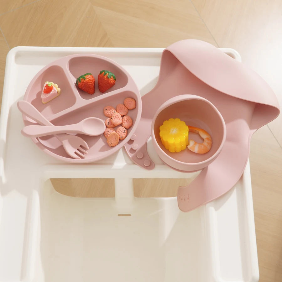 Silicone Feeding Set Include Bib