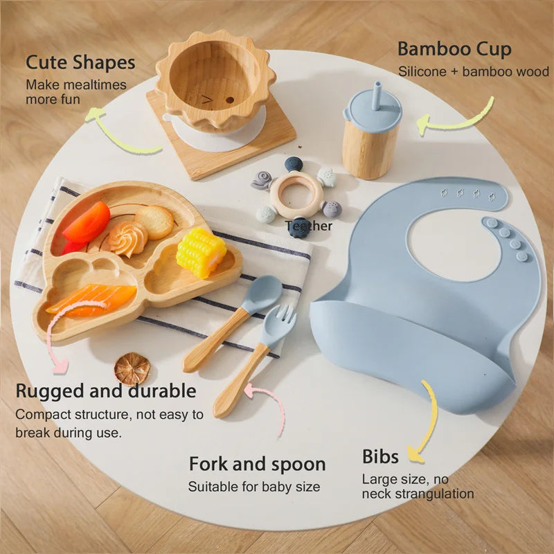 Eco-Friendly Bamboo and Silicone Baby Feeding Set – BPA Free