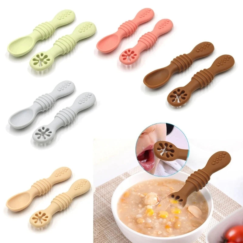 Baby Learning Silicone Spoon Set– Self-Feeding Utensils for Toddlers