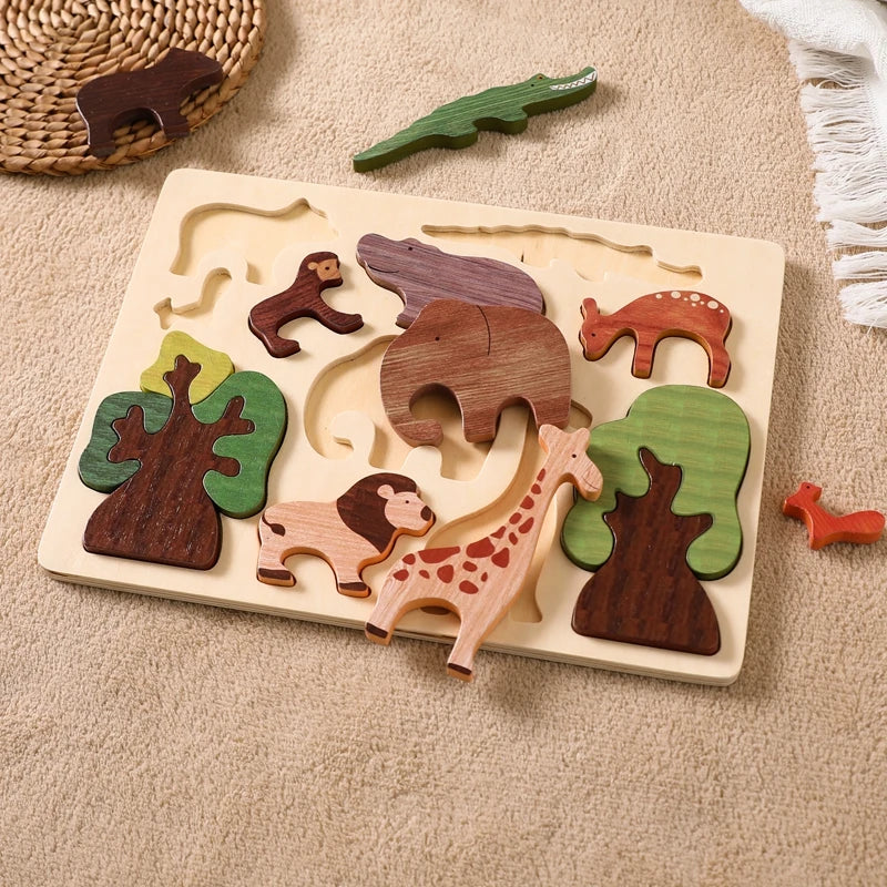 Wooden Montessori Animals Puzzle🦒