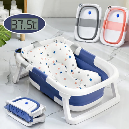 Collapsible Bathtub with Soft Cushion &amp; Thermometer