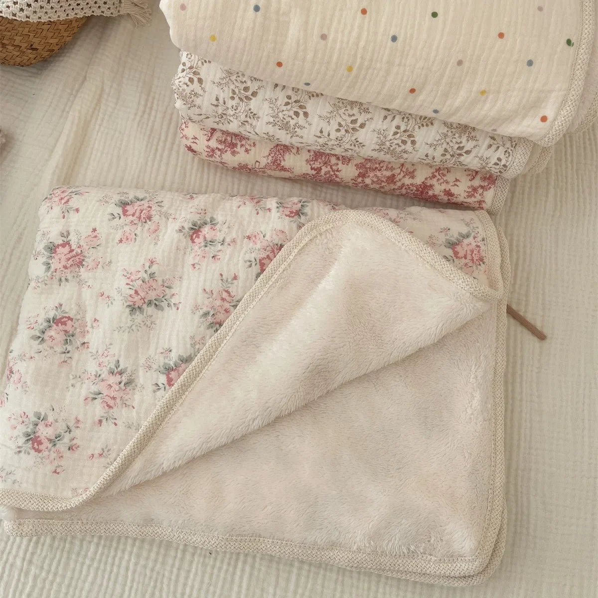 Cotton muslin winter baby blanket | 130x90 cm