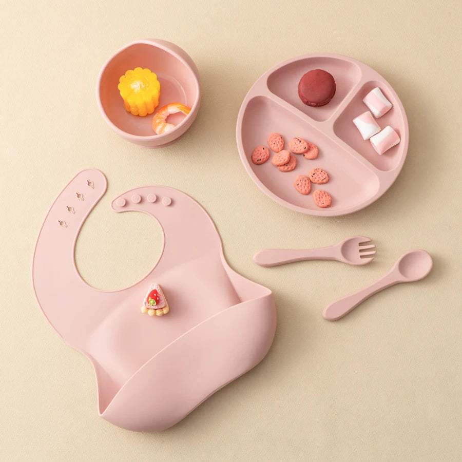 Silicone Feeding Set Include Bib